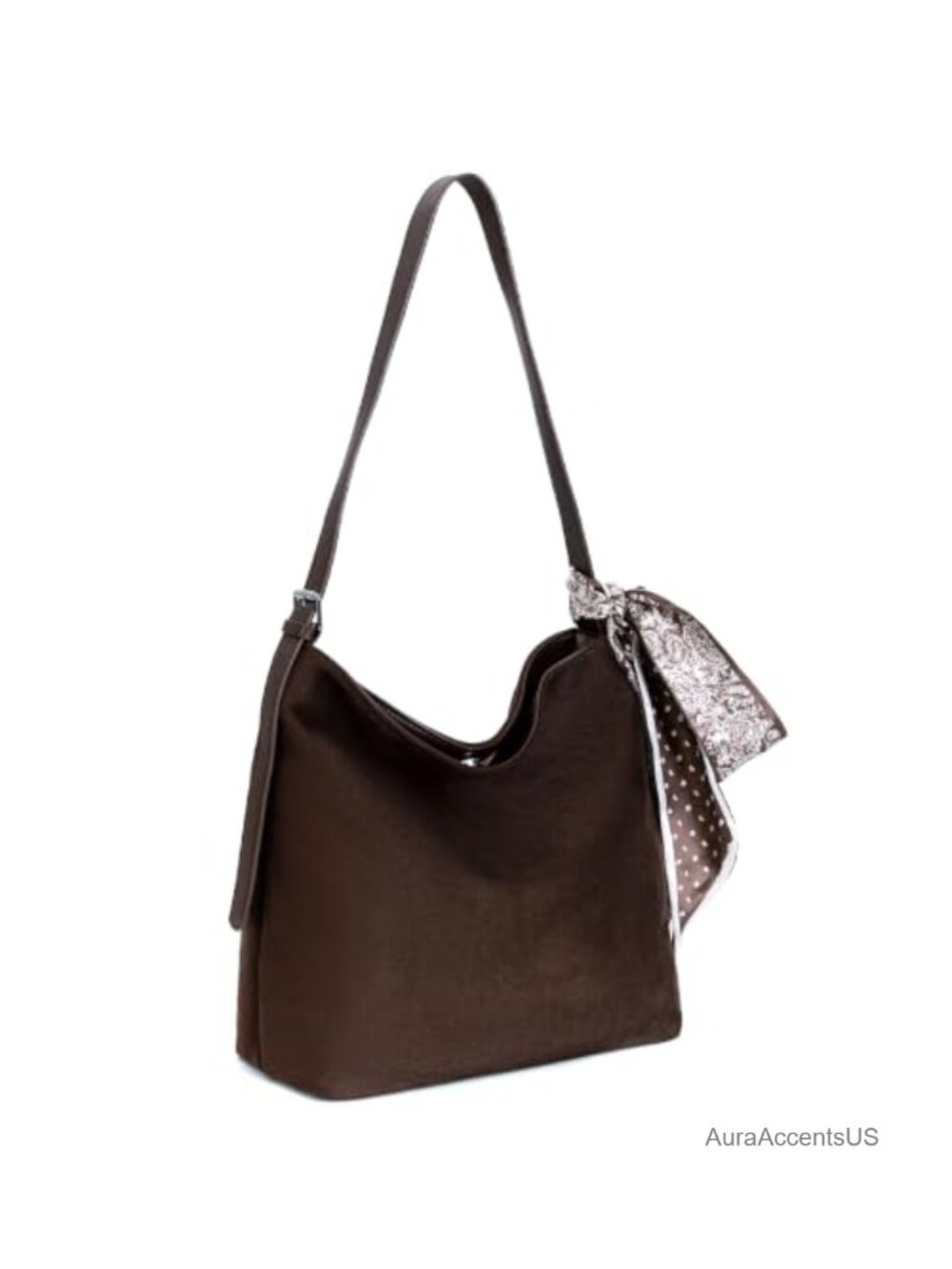 Vegan Suede Bucket Bag 3 Compartment Fits iPad Crossbody Shoulder Purse